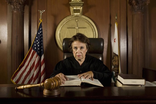 a of a judge sitting in court
