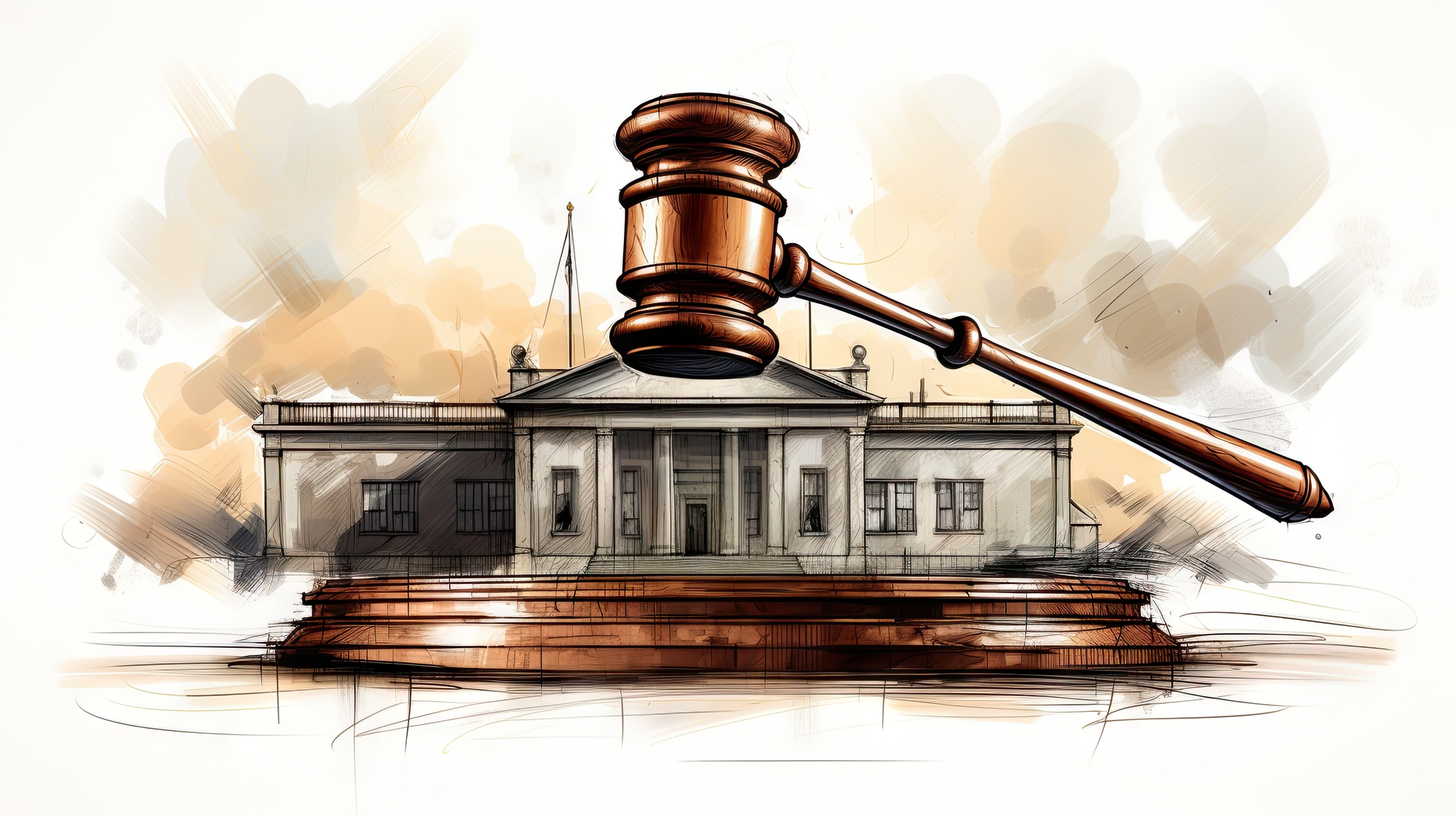 Wooden gavel placed on a courtroom desk symbolizing justice, legal decisions, and bail bonds process.